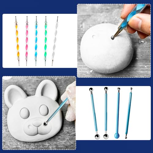 OSBANG Air Dry Clay Glaze and Tools Kit, 100ml Gloss Clear Varnish with 29-Piece Clay Sculpting Set, Protective Top Coat for Polymer Clay and Acrylic Paintings, for Crafting and DIY Projects - size: Gloss Glaze Tool Kit