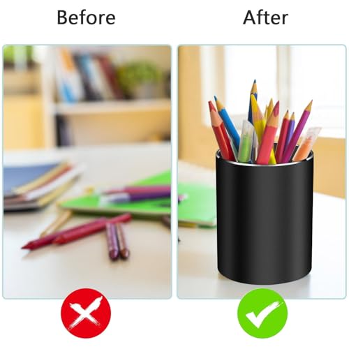 Pen holder, aluminum alloy waterproof pen holder, desktop simple and modern minimalist, multifunctional office supplies for families, kids and schools - color: Black