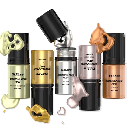 Chrome Airbrush Paint - 5 Colors, Ready-to-Use Alcohol-Based Metallic Airbrush Paint Set for Metal, Plastic Model, DIY Crafts, and Resin Projects - 5 x 30ml Bottles