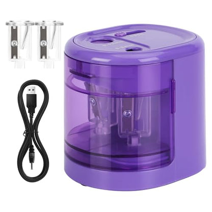 Electric Pencil Sharpener, Double Hole (Purple) - color: Purple