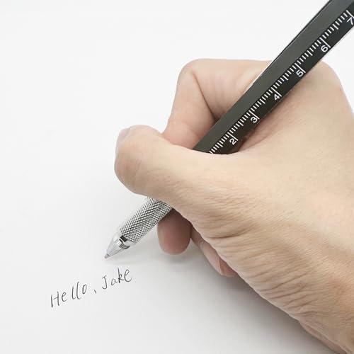 DUNBONG 6-in-1 Multi Pen, Stylus/Screwdriver, 0.7mm Black - Yellow | Aluminum prismatic non-slip grip | Rotary no-cap design | Ruler & level built-in | Refillable | Long-lasting clip - color: Yellow