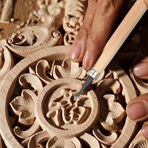 4Pcs Wood Carving Knife, Carving Chisels Manual Sharpener Carving Tools Set for Woodworking Wood Engraving Rubber Stamp Pattern Carving Craft Projects(#2) - color: #2