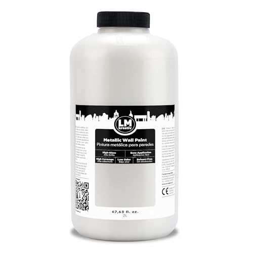 Metallic Wall Paint 67.62 fl oz - White - Stunning Metallic Shine for Stylish Interiors, Easy to Apply, Water-Based, Perfect for Creative Wall Designs & DIY Projects - color: White