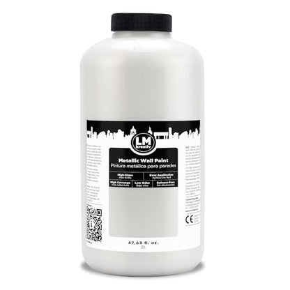 Metallic Wall Paint 67.62 fl oz - White - Stunning Metallic Shine for Stylish Interiors, Easy to Apply, Water-Based, Perfect for Creative Wall Designs & DIY Projects - color: White