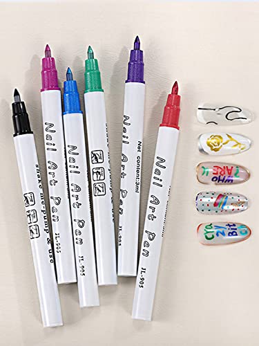 12 Color 3D Nail Art Pens Kalolary Nail Art Markers Graffiti Dotting Pen - color: E