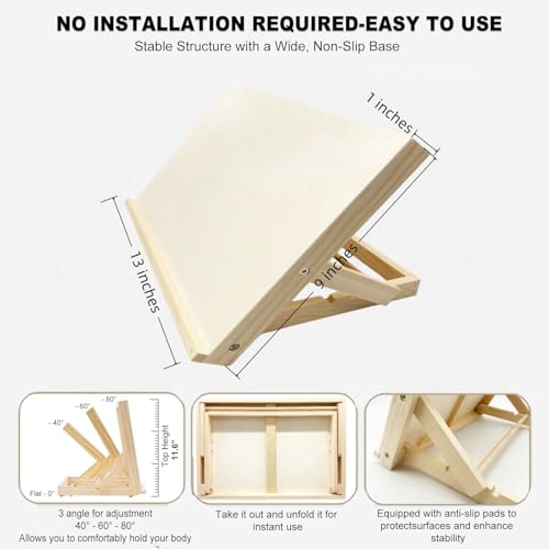 Tabletop Easel, Adjustable & Portable Desktop Art Stand, 13”x9” Solid Pine Wood Drawing Board for Painting, Drawing Canvas & Sketchbooks, Perfect for Adults & Artists