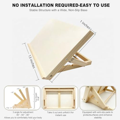 Tabletop Easel, Adjustable & Portable Desktop Art Stand, 13”x9” Solid Pine Wood Drawing Board for Painting, Drawing Canvas & Sketchbooks, Perfect for Adults & Artists