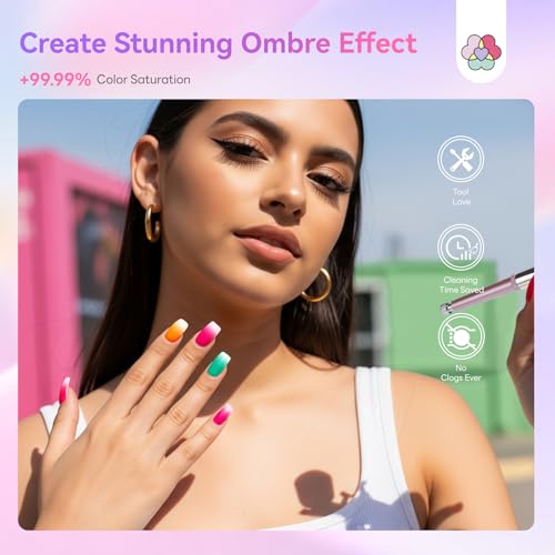 SAVILAND Airbrush Gel Nail Polish: 50 ml Dilution-Free White Gel Nail Polish Non-Acetone Airbrush Paint for Nails with Fine Mist for Gradient Ombre Blush French Nails Art Paint Salon - color: White Pro