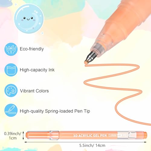 Tellingyou 6 Colors Acrylic Gel Pens for Coloring with 1.0 mm Bullet Tips - color: Basic Color