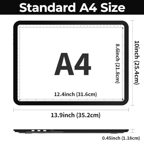 Zocelight Rechargeable A4 Light Pad with Built-in Stand & Bag,Super Bright Magnetic Light Box For Tracing,Wireless Diamond Art Light Board with Side Buttons, Light Table for Diamond Painting,Sketching - size: A4 with Stand & Bag