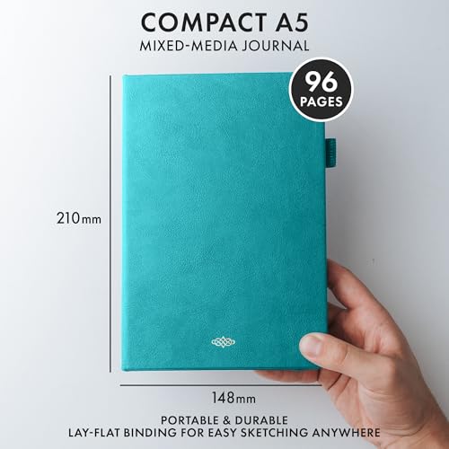 Wordsworth & Black Mixed Media Journal, 96 Pages, A5 Paper, Turquoise - color: Turquoise
