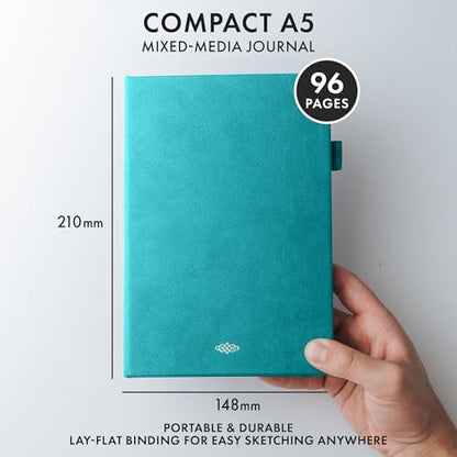 Wordsworth & Black Mixed Media Journal, 96 Pages, A5 Paper, Turquoise - color: Turquoise