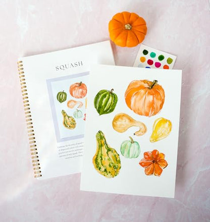 Fall Watercolor Workbook for Beginners – Pre-Outlined Autumn Designs on 300gsm Cold Press Paper, Step-by-Step Instructions & Online Videos – Spiral Bound DIY Art Book for Adults & Teens - style: Fall