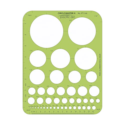 Pacific Arc - Circle Master II, 44 Shapes from 1/16 to 3 inch - Stencils for Drafting and Circle Drawing - Professional or School Work. - Size 7 x 9.25 inch - style: Circle Master II
