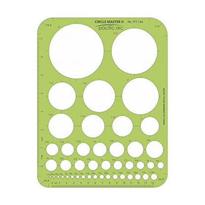 Pacific Arc - Circle Master II, 44 Shapes from 1/16 to 3 inch - Stencils for Drafting and Circle Drawing - Professional or School Work. - Size 7 x 9.25 inch - style: Circle Master II