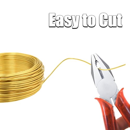 15 Gauge Aluminum Craft Wire, 98FT 1.5mm Gold Bendable Metal Wire | Anodized Jewelry Wire for Crafts, Jewelry Making, Floral Arranging, Sculpting, Armature, Bonsai, Wire Wrapping, Lightweight - size: 15, style: Gold