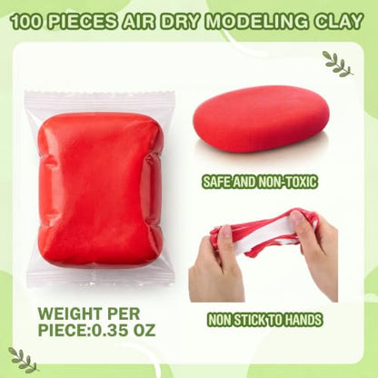 VioraWhite 100 Pcs Air Dry Clay Bulk Modeling Clay for Kids Lightweight Foam Modeling Clays DIY Molding Clays for Kids Adults Crafts Gifts School Project Supplies (Red) - color: Red