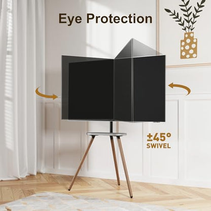 Tripod TV Stand for 43-65" TVs, Swivel, Black Walnut - color: Black, size: 43–65 Inch TVs