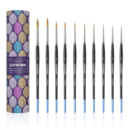 Detail Paint Brushes 10pcs Synthetic Sable Miniature Paint Brushes & Art Painting - Acrylic, Watercolor, Oil & Paint by Numbers, Models, Figurine, Craft, Face, Nail - size: 10pcs