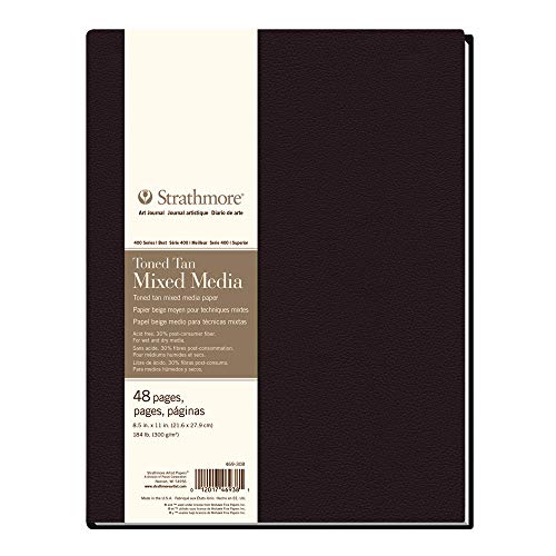 Strathmore 469-308 Hardbound Mixed Media Art Journal, 8.5" x 11", Toned Tan, 48 Pages - size: 8.5x11 inch, style: Toned Tan