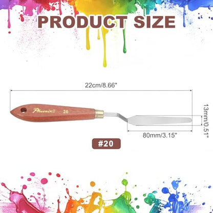 MECCANIXITY Pack of 1 Palette Knife No.20, 8.6" Long Palette Knives with Stainless Steel Flexible Spatula Pallet Knife and Wood Handle for Scraping, Mixing, Oil Acrylic Painting Canvas - style: No.20