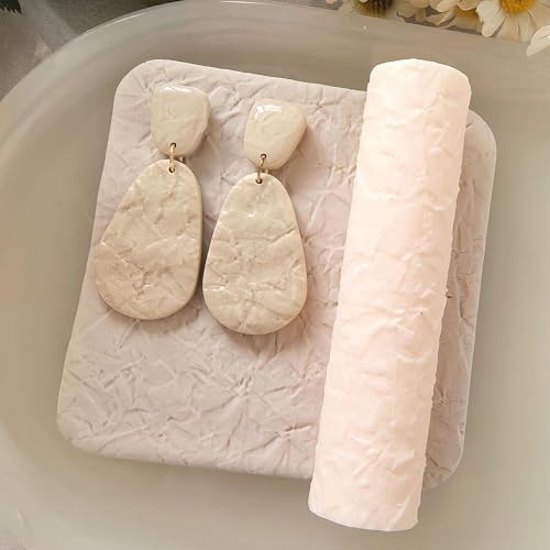 Polymer Clay Texture Roller Work with Polymer Clay Cutters for DIY Earrings Jewelry Making Craft Supplies (Texture B) - color: Texture B