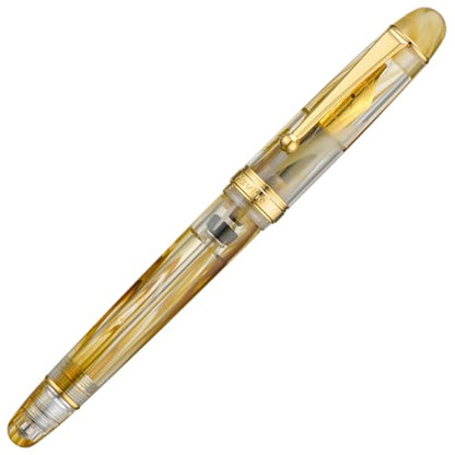 Asvine V126 Vacuum Filling Fountain Pen, Brown Swirl Acrylic Stub Nib 1.1mm Calligraphy Art Drawing with Case Set - color: Brown Swirl, style: Stub Nib