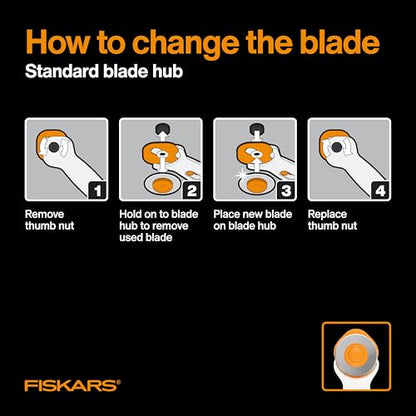 Fiskars 60mm Loop Titanium SoftGrip Rotary Cutter for Fabric & Sewing | Ergonomic Loop Handle Improves Control, Cuts Thick Materials, Easy and Safe Blade Changes, Sewing & Quilting Tools