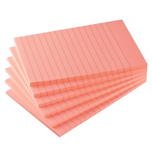 Early Buy Lined Sticky Notes, 4x6 in, 6 Pads, 45 Sheets/Pad (Pink) - color: Pink