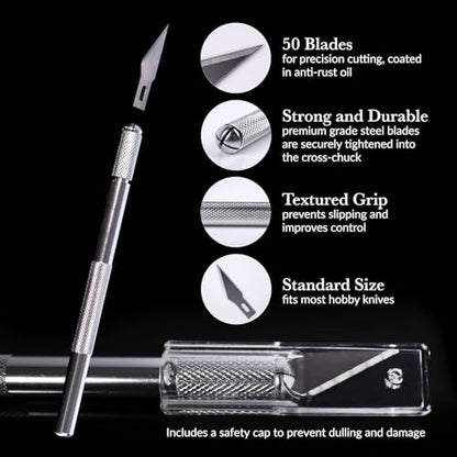 WA Portman Hobby Knife Set, 12pc Precision Craft Knife Set with 100 Blades - size: 12 Knives 100 Blades