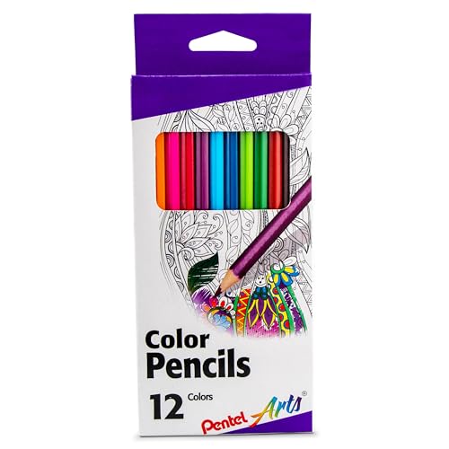 Pentel Arts Colored Pencils, Assorted Colors, Set of 12 (CB8-12) - size: 12 Count (Pack of 1), style: Color Pencil