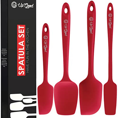 UpGood Silicone Spatula Set 600°F - High Heat Resistant Nonstick, Small and Large Kitchen Spatulas - Flexible BPA Free Professional Grade Cookware - Utensils for Cooking, Baking, Mixing(4 Pcs, Red) - color: Red, size: 4 Piece Set