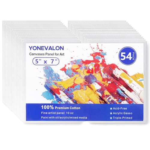 54 Pack 5x7in Small Canvas Boards for Painting Bulk, Blank Paint Canvases - size: 5"x7" - 54pcs