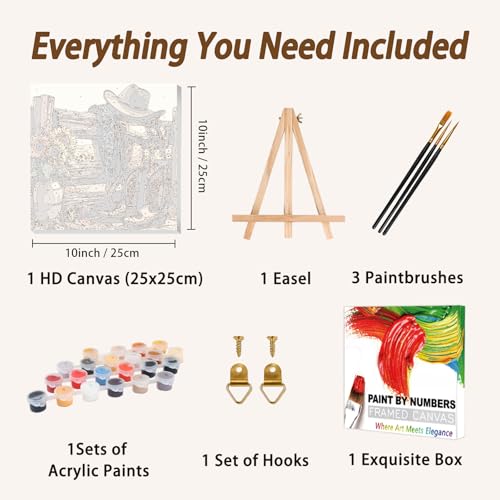 AUKELHJ Framed Paint by Numbers Kit for Adults, Boot;Sunflower, 10x10 inch - color: 14-Boot