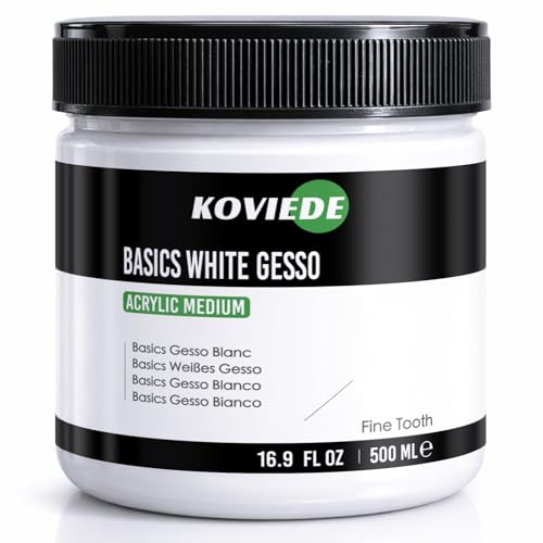 White Heavy Gesso Primer for Acrylic Painting (16.9 oz/500 ml) | Superior Coverage & Fine Tooth Canvas Surface Prep Medium for Acrylic Paint, Oil Paint, Wood & Ceramics