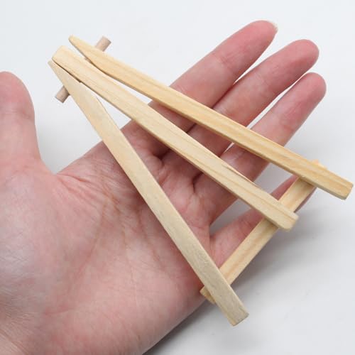 Mini Wood Easel Stand, 5 Inch, 12 Pack | Tripod Easel Stand, For Holding Small Canvases, For Photos, For Business Cards