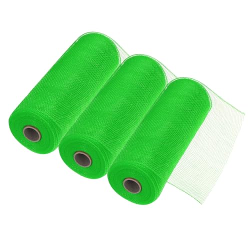 MECCANIXITY 3pcs 10 Inch Poly Burlap Mesh for Wreath, Decorative Mesh Fabric Ribbon 10 Yard for Fall Easter Christmas Flower Bow, Light Green - color: Light Green