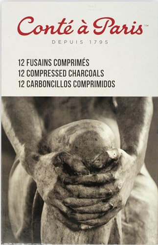 Conté à Paris Compressed Charcoal, Box of 12, Assorted | Deep Rich Blacks, Strong Tonal Contrast, Excellent Coverage For Life Drawing, Blending And Expressive Artwork - style: 12 Count Assorted Compressed Charcoal