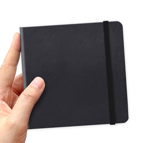 5x5 Inch Black Paper Sketchbook,Small Hardcover Mixed Media Sketch Pad | PU Cover,150 GSM Acid Free Artist Drawing Paper,Travel Journal Blank Notebook for Adults Sketching,Illustration. - color: 110gsm PU-black paper sketchbook
