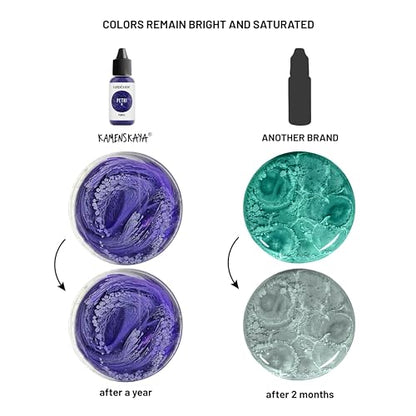 KAMENSKAYA Alcohol Ink for Epoxy Resin Petri Art: Alcohol Ink Set of 13 Mini Petri Inks, 0.17 fl oz (5 ml) Each