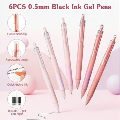 MoKo Pencil Case with Supplies, 49Pcs Aesthetic School Set, Pink | Includes gel pens, highlighters, 0.5 mm mechanical pencils and refills, an eraser, sticky notes and index tabs. - color: Pink-49P
