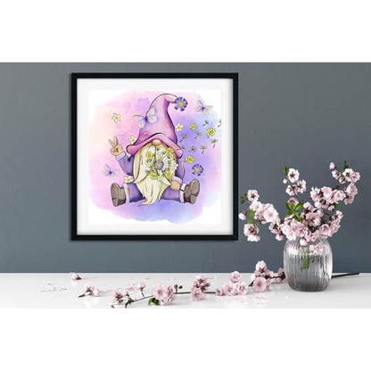 Yanfairy Gnome Diamond Art Painting Kits for Adults, Full Drill Diamond Dots Paintings for Beginners, Round 5D Paint with Diamonds Pictures Gem Art Painting Kits DIY Crafts Kits 12x16inch - color: Gnome Butterfly