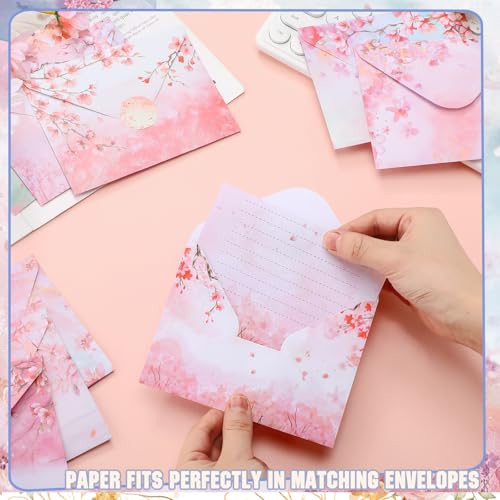 TaoBary 160 Pcs Cherry Blossom Stationery Paper and Envelopes Set - size: 5.5 x 8.25 Inch, style: Cherry Blossom