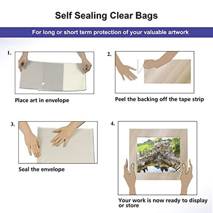 25 Pack Acid Free Crystal Sealed Clear Bags for 9x12 Art Prints, Photos | 1.496mil (Single Side), 9 3/8 Inches by 12 2/5 Inches - size: 9 inch x 12 inch