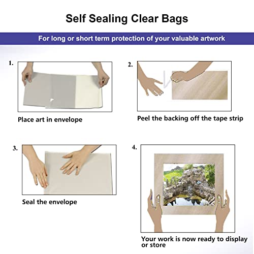 25 Pack Acid Free Crystal Sealed Clear Bags for 8x10 Photots, Artworks | 1.496mil (Single Side), 8 1/2 Inches x 10 3/7 Inches, - size: 8 inch x 10 inch
