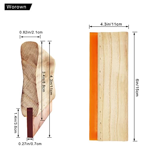 Worown 1 Piece 8 x 10 Inch Wood Silk Screen Printing Frame with 110 White Mesh and 1 Piece 4 x 6 Inch Screen Printing Squeegee - size: 8 x 10 Inch