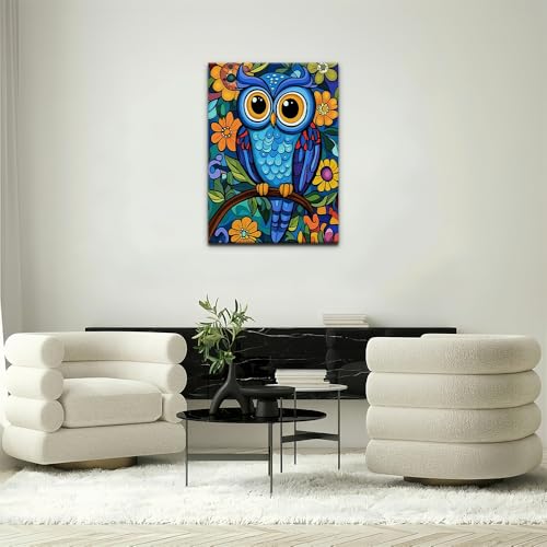 Natuyalo Framed Paint by Numbers Kit for Adults Beginners, Owl Easy Paint by Number with Frame, Animals Acrylic Paint by Number Kits on Canvas 12x16 Inch - color: Color-06