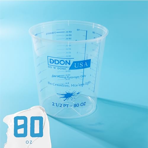 Paint Mixing Cups 80 Oz, 10-Pack - Disposable Plastic Graduated Measuring Cup for Epoxy Resin, Automotive Paint & Art Projects | Pre-Printed Mix Ratios - style: 10