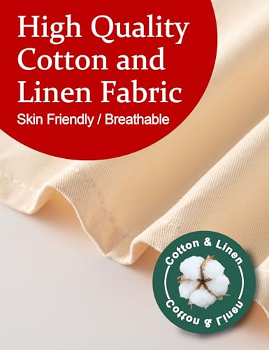 Cozy Adjustable Cross Back Aprons for Women with Pockets Cotton Linen Cooking Kitchen Baking - color: Creamy White