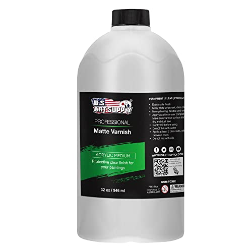 U.S. Art Supply 32 oz Acrylic Sealer, Matte Varnish for Acrylic Painting - size: 32-ounces
